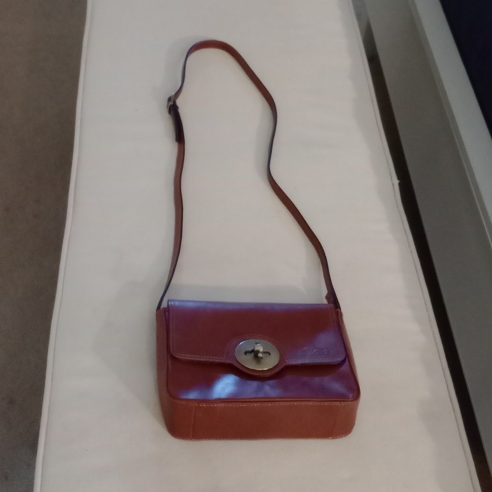 Vintage Mara's Taormina tan leather crossbody bag with Gold hardware